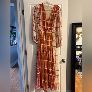 Flying Tomato Orange and White Long Sleeve Dress